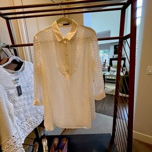 Gorgeous raised Swiss dot sheet tunic blouse.